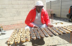 Nkululeko Ndlovu busy working on his set.