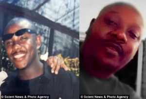Then and now: Atterbell Maplanka, 36, came to the UK when he weighed just ten stone (left in 1999) but has since almost doubled in size to 19 stone (right in 2014)