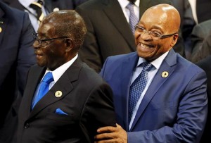 Birds of a further ... President Robert Mugabe and SA counterpart Jacob Zuma
