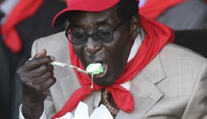 Partying while his people suffer ... President Robert Mugabe