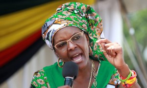First Lady Grace Mugabe at a rally in Mazowe