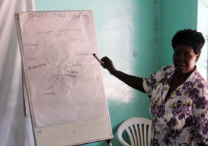 One of the participants presenting a conflict tree which is reflective of the conflicts in Hauna.