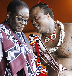 Birds of a feather ... President Mugabe and Swaziland's King Mswati