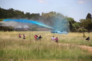 Show of force ... Police react with water cannon forcing war vets to flee