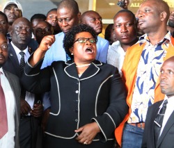 ZPF leader Joice Mujuru addressing her supporters
