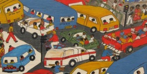 Admirable Weya art from Chiendambuya outside Rusape on traffic congestion.