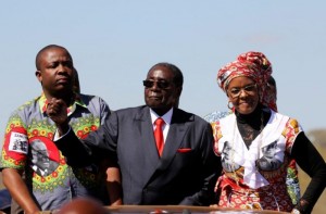 The arrival ... President Robert Mugabe and wife, Grace