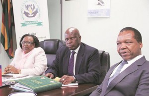 Mupfumira, Chinamasa, Mangudya at Monday's abortive meeting (image credit Zimpapers)
