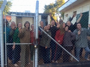 In high spirits - a group of Vic falls protestors being held at the police station.