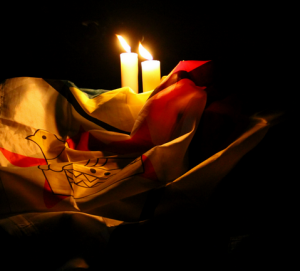 Candles lit outside the Magistrates’ Court for the safe release of Pastor Mawarire