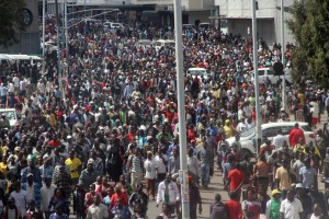 Thousands of Zanu-PF youths march in Harare.