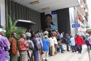 Money shortages means queues to get money out of the banks.