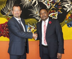 Hon Min Mzembi and Mr Cyrille PIERRE - Cabinet Director to the Secretary of State for External Trade and the Promotion of Tourism -FRench  Ministry of Foreign Affairs and International Cooperation - PAris - 8 Sept 2016  