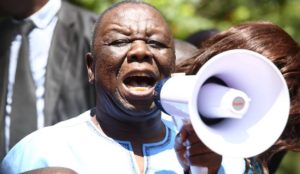 Leader of the opposition party Movement for Democratic Change (MDC-T), Morgan Tsvangirai, speaks to supporters during a protest against poverty and corruption, in Harare, Zimbabwe, 14 April 2016. EPA/AARON UFUMELI